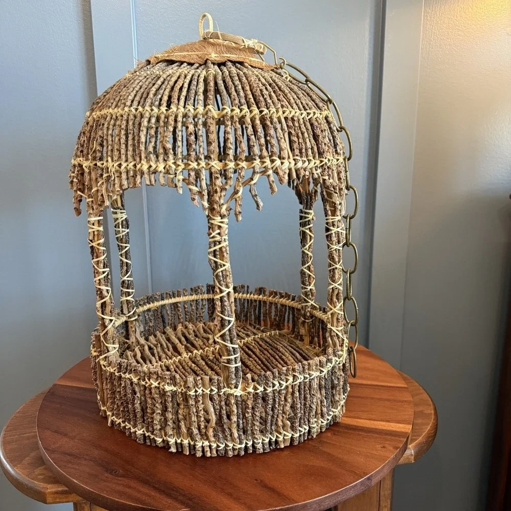 Vintage Twig Art Birdcage Hanging Decorative Rustic Handmade 17